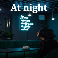 At night