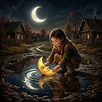 Месяц рожу полощет в луже