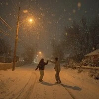 under snowfall